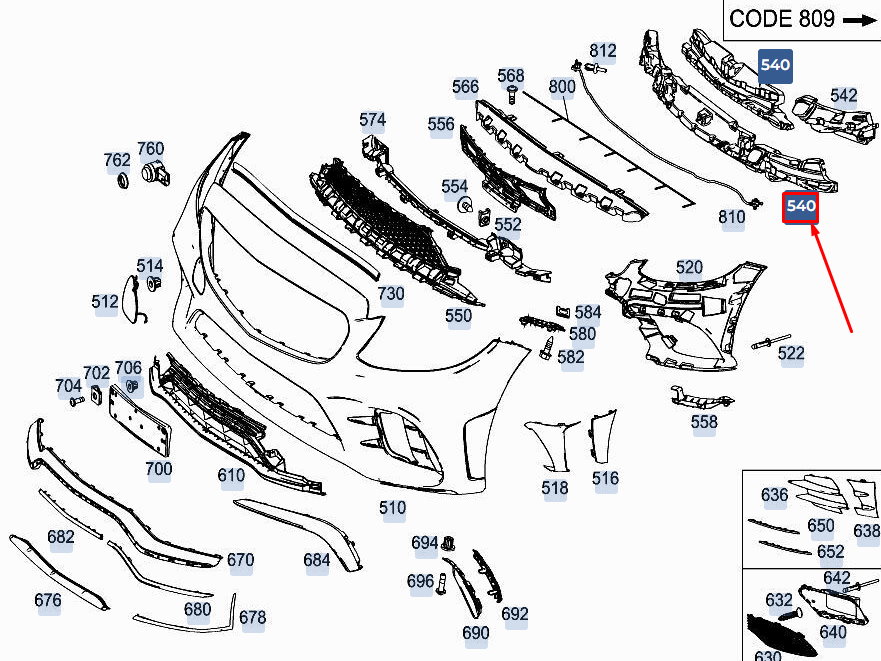 new mercedes-benz c coupe c205 front bumper impact absorber a2058859602 original