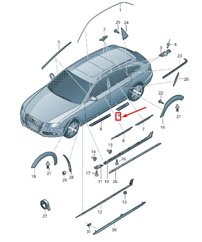 NEW AUDI A4 B8 REAR LEFT DOOR SILL PLATE 8K0853375C01C 8K0853375C 01C ORIGINAL