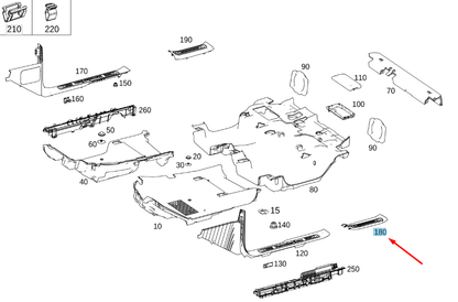 NEW MERCEDES-BENZ G W463 AMG REAR LEFT DOOR COVER RAIL A46368075069051 ORIGINAL