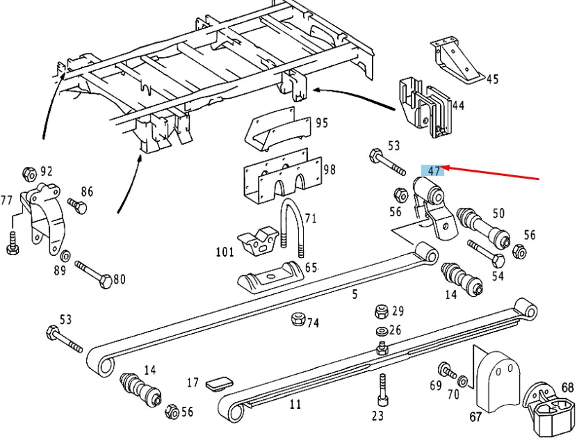NEW MB SPRINTER W903 REAR SPRING TO SPRING BRACKET SHACKLE A9013200063