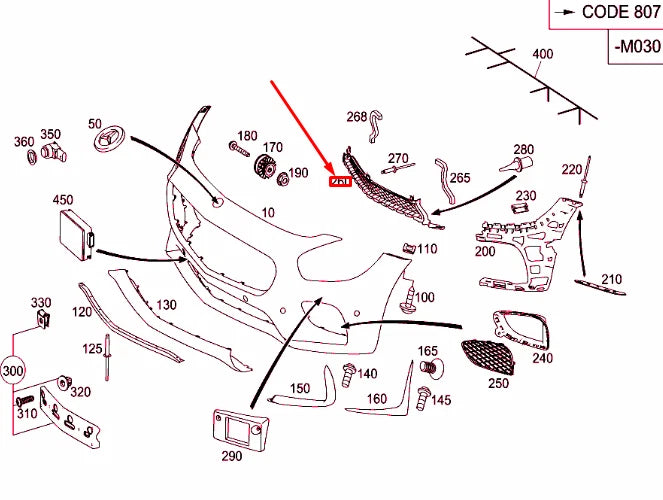 NEW MERCEDES-BENZ AMG GT C190 FRONT BUMPER BOTTOM GRILLE A19088506549040