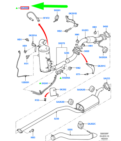 new ford focus mk2 exhaust pressure sensor 1382257 3m5a-5h209-bf original