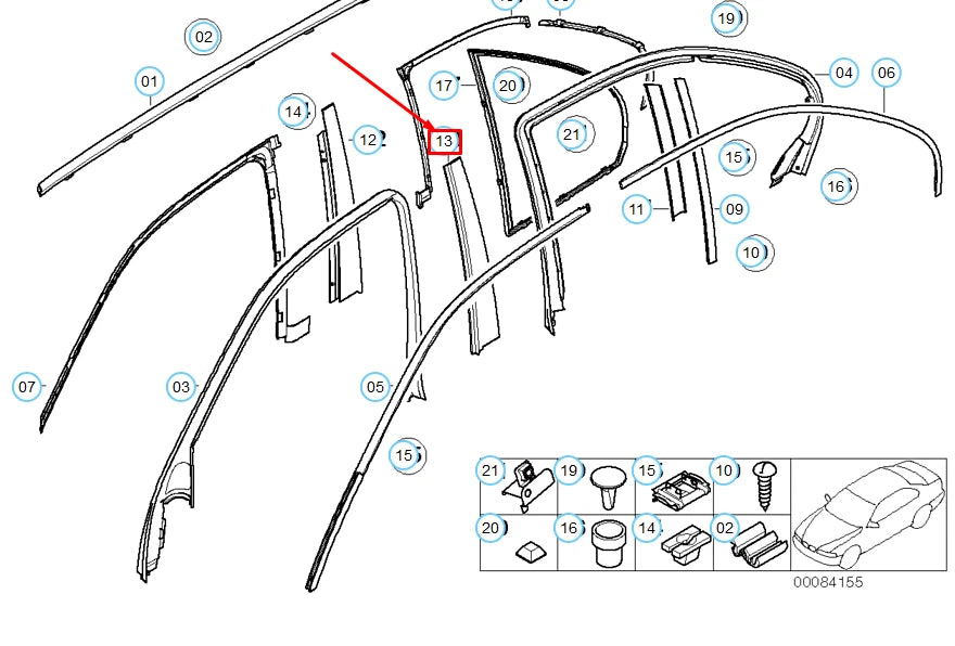 NEW BMW 5 E39 REAR LEFT COLUMN B MOULDING 51348159873 ORIGINAL