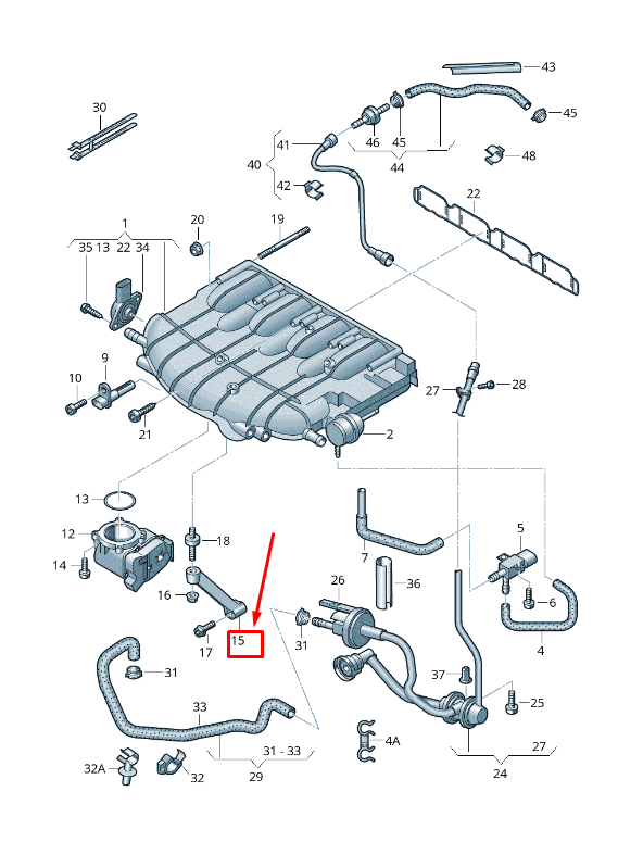 NEW AUDI A6 AVANT C7 INTAKE MANIFOLD SUPPORT BRACKET 06H129723K ORIGINAL