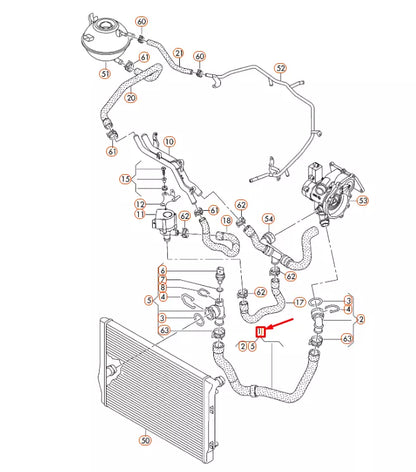 NEW VW JETTA A6 RADIATOR LOWER COOLANT HOSE 5C0122051N ORIGINAL