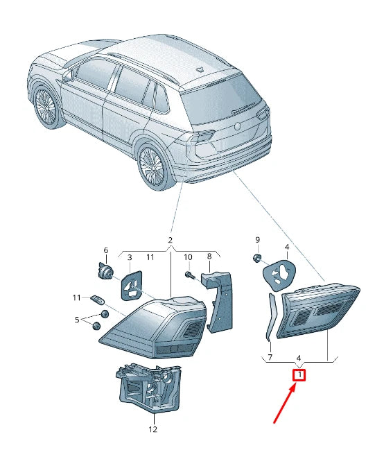 NEW VW TIGUAN AD1 REAR INNER RIGHT TAILLIGHT 5NN945094 ORIGINAL