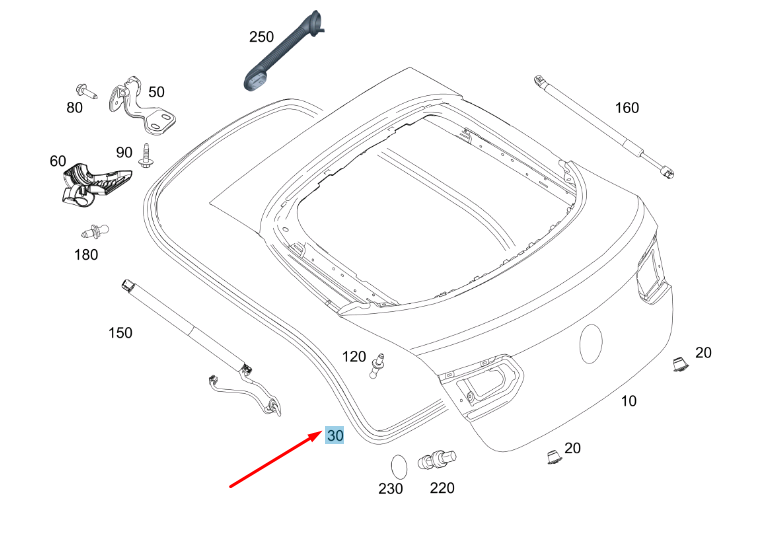 new mercedes-benz glc c253 rear end door sealing a2537403001 original