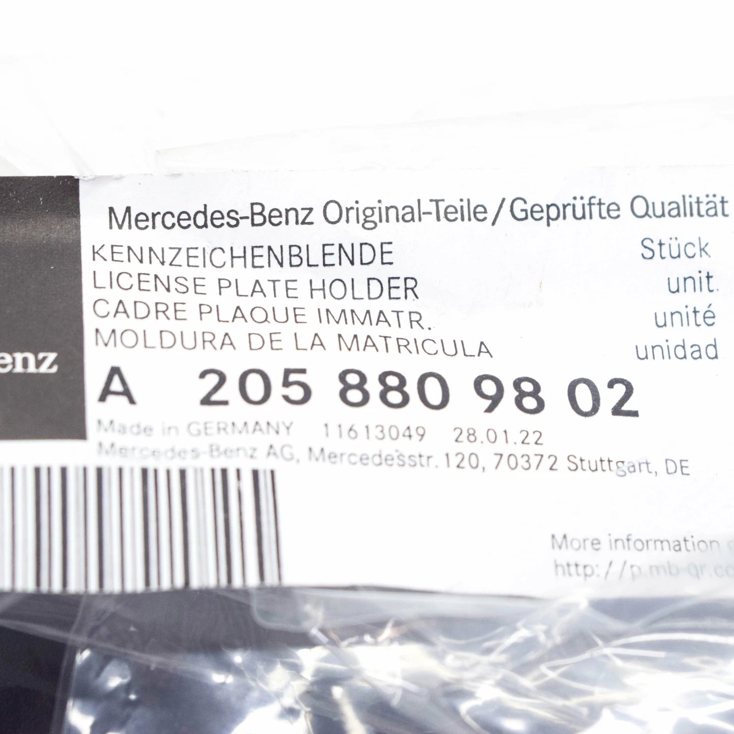 NEW MERCEDES-BENZ C W205 FRONT BUMPER LICENSE HOLDER A2058809802