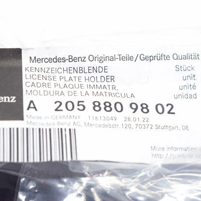 NEW MERCEDES-BENZ C W205 FRONT BUMPER LICENSE HOLDER A2058809802