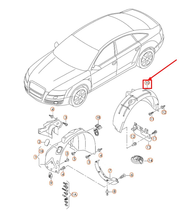 NEW AUDI A6 C6 REAR RIGHT WHEEL HOUSING LINER 4F0810172D ORIGINAL