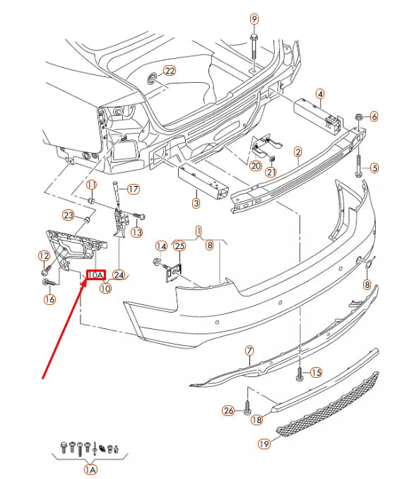 NEW AUDI A4 B8 REAR LEFT BUMPER GUIDE SECTION 8K5807453 ORIGINAL