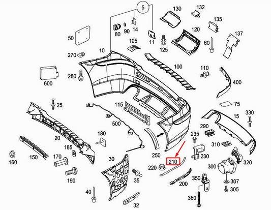 new mercedes-benz r w251 rear rh bumper intermediate layer a2518890695 original