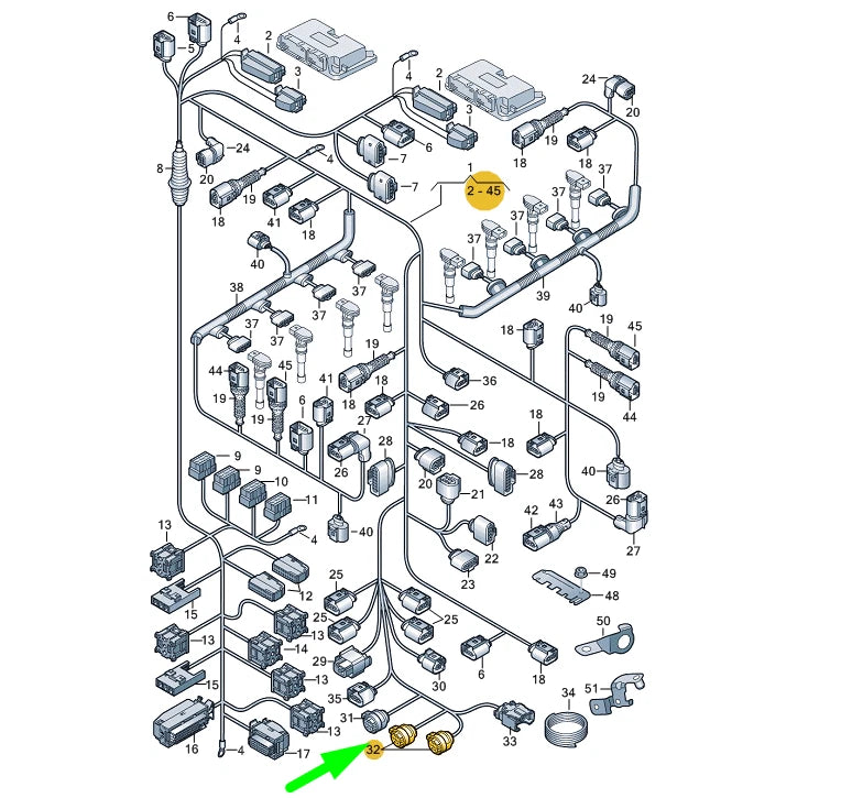 NEW AUDI R8 42 R TRONIC GEAR DETECTION SENSOR WIRING HARNESS 420971164