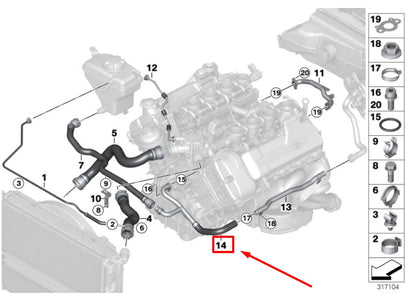 NEW BMW 3 CABRIO E93 ENGINE HEATER RETURN PIPE 11537838775 7838775 ORIGINAL