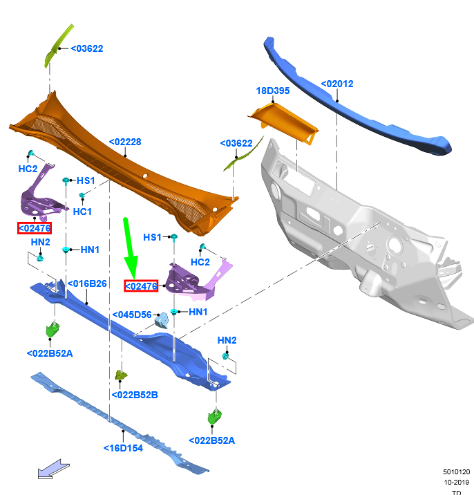 new ford kuga mk3 dash reinforcement upper left panel 2432576 original