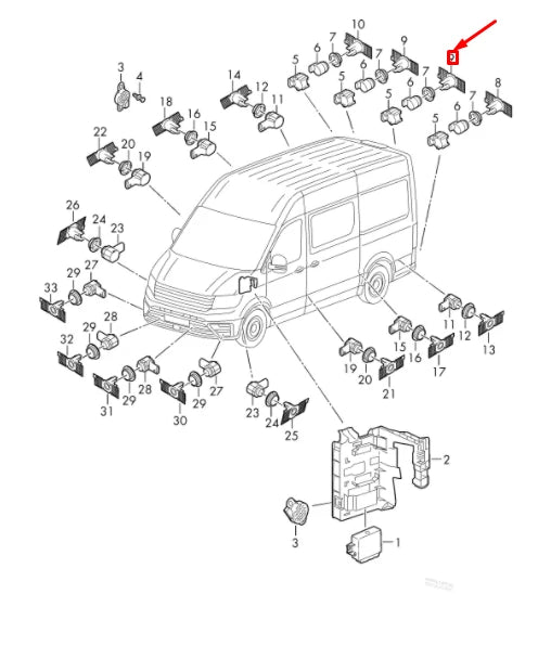 NEW VW CRAFTER SZ MK2 REAR CENTER PARKTRONIC SENSOR BRACKET 7C0919492A ORIGINAL