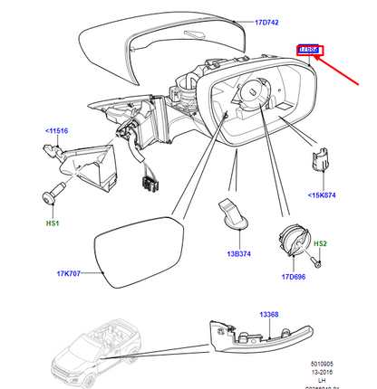 new lr range rover evoque l538 right side wing mirror rhd lr074906 original