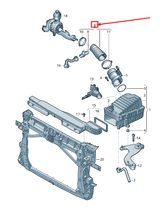 new vw passat b8 3g turbocharger air intake pipe 3q0129615a original