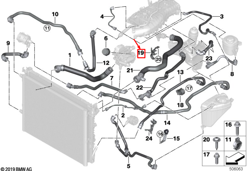 new bmw x3 g01 coolant line holder 17128642530 original