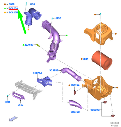 new ford focus c346 mk3 air hose g1fy-9c623-rc 1943036 original