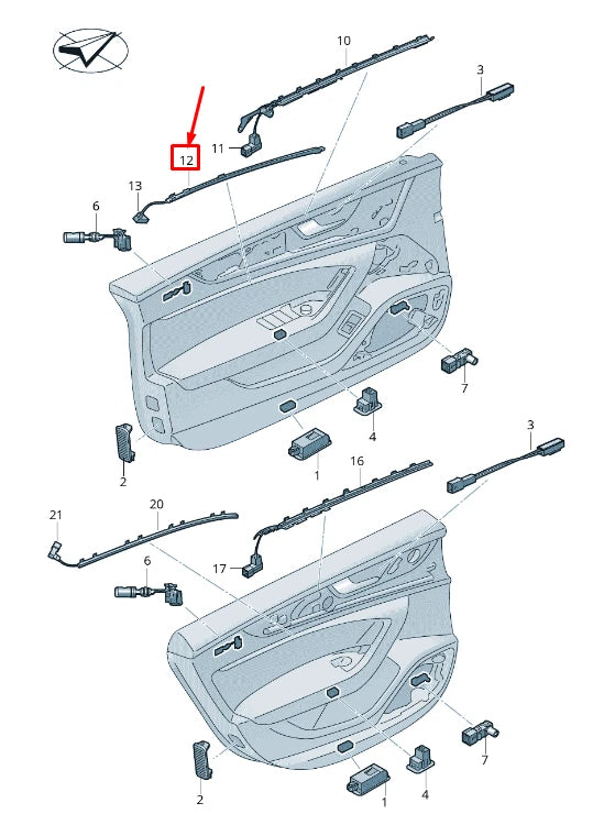 NEW AUDI A6 4A C8 FRONT LEFT DOOR LIGHT FIBRE 4K0947205