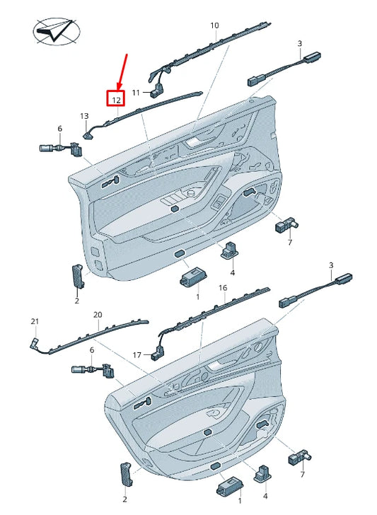NEW AUDI A6 4A C8 FRONT LEFT DOOR LIGHT FIBRE 4K0947205