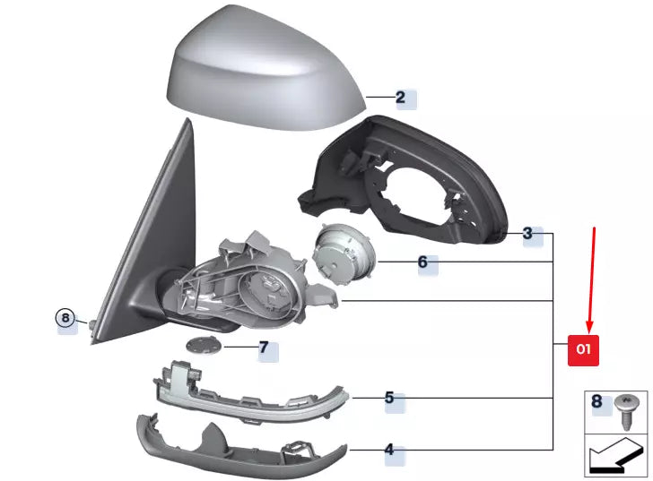 NEW BMW X3 F25 FRONT RIGHT SIDE WING MIRROR 51167395202 7395202 ORIGINAL