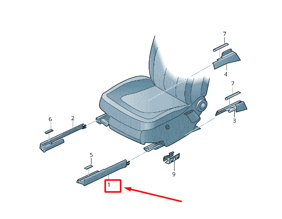 new audi q7 4l front right seat guide rail cover 7l0881463h4pk original