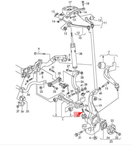NEW AUDI A6 C7 FRONT LEFT HUB SPINDLE LOWER BALL JOINT 4G0407689C
