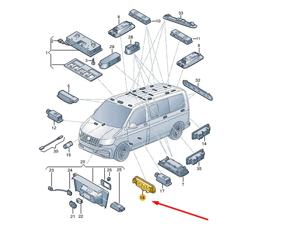 NEW VW TRANSPORTER T6 ENTRY LIGHT 'BULLI' LETTERING 7LC947415AF72A ORIGINAL