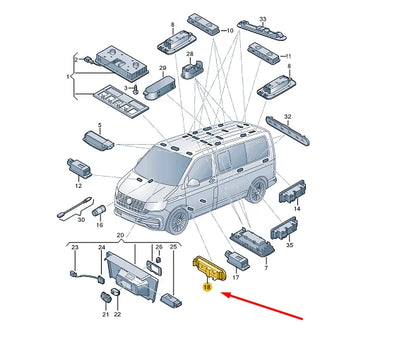 NEW VW TRANSPORTER T6 ENTRY LIGHT 'BULLI' LETTERING 7LC947415AF72A ORIGINAL