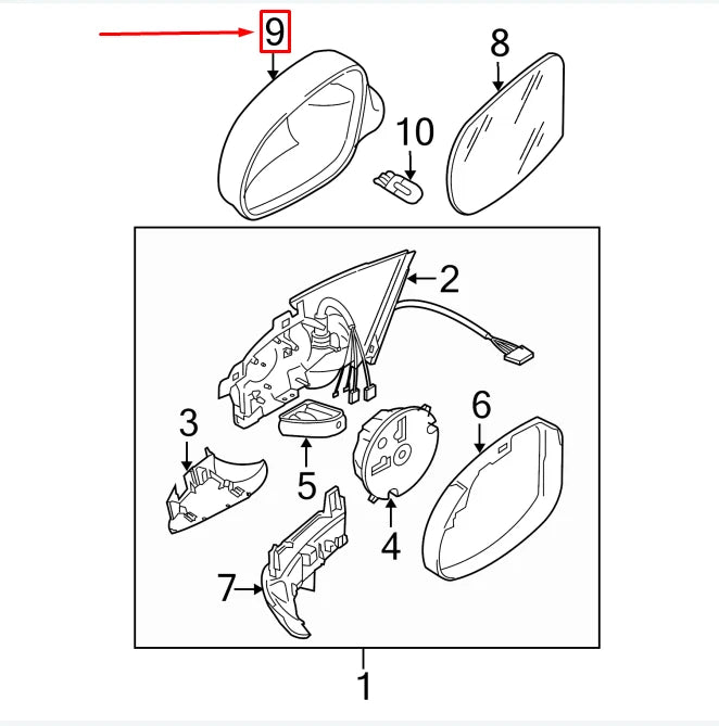 NEW VW PASSAT B6 3C FRONT LEFT MIRROR HOUSING 3C0857537AGRU ORIGINAL