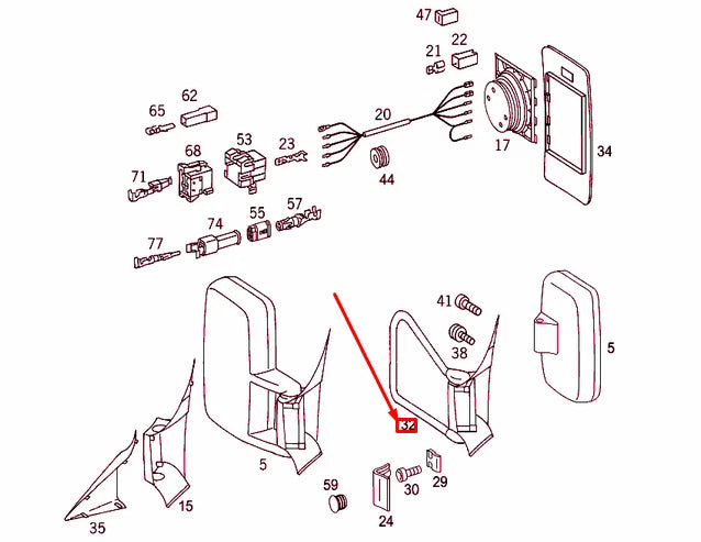 NEW MB SPRINTER 906 FRONT RIGHT DOOR MIRROR BRACKET LHD A0018115514