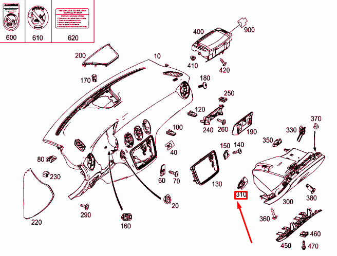 NEW MERCEDES-BENZ CLA C117 GLOVE COMPARTMENT INTERIOR LIGHT A2218200401 ORIGINAL