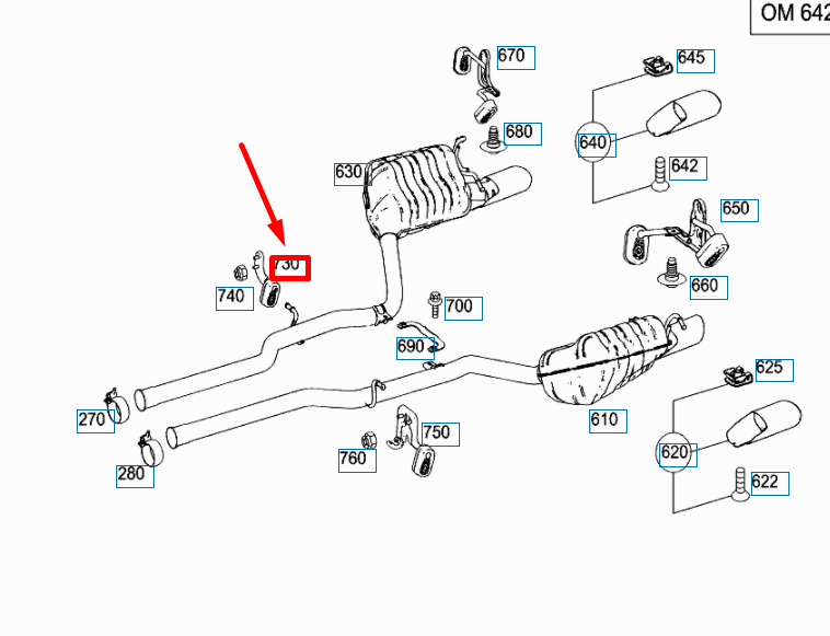 NEW MERCEDES-BENZ C W204 REAR EXHAUST PIPE RIGHT SUSPENSION A2044901137 ORIGINAL
