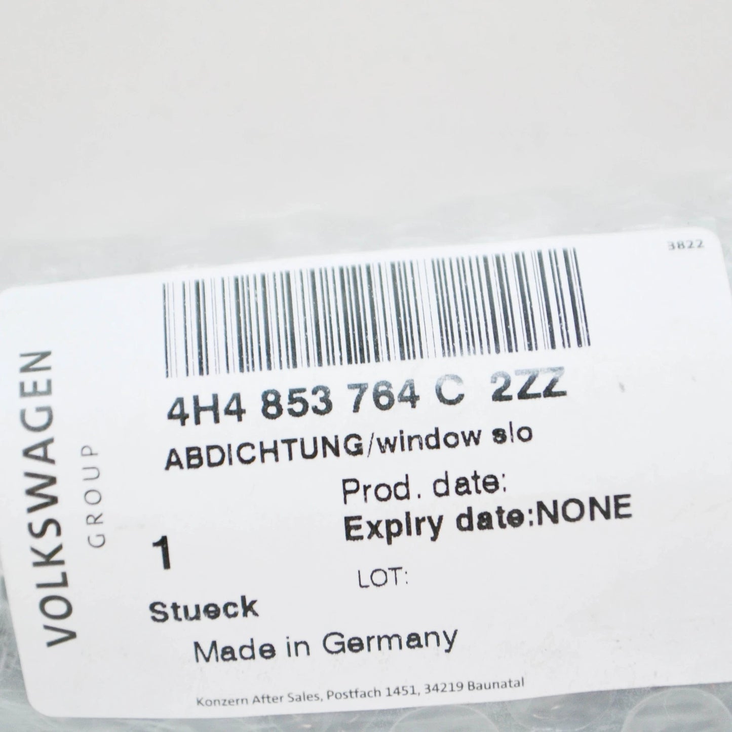 NEW AUDI A8 4H REAR RIGHT WINDOW SLOT SEAL WITH TRIM STRIP 4H4853764C2ZZ