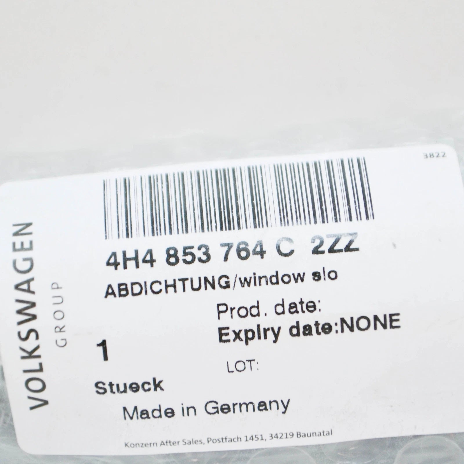 NEW AUDI A8 4H REAR RIGHT WINDOW SLOT SEAL WITH TRIM STRIP 4H4853764C2ZZ