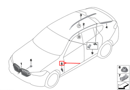 new bmw x5 g05 right sidewall air duct trim 51747471974 original