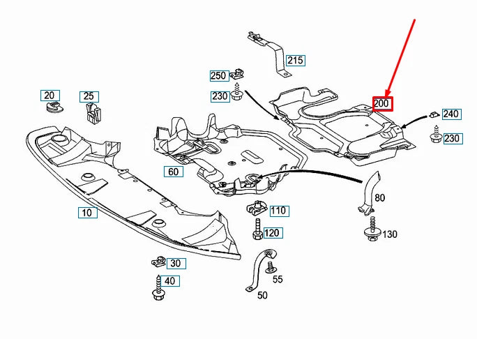 NEW MERCEDES-BENZ E W211 ENGINE UNDERFLOOR REAR PANELING A2115242730 ORIGINAL