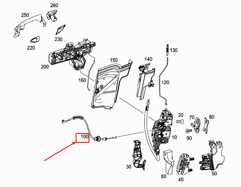 new mercedes-benz b w246 front door lock cable a2467600004 original