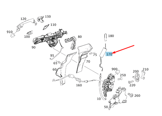 new mercedes-benz e w212 front left door lock securing rod a2127230839 original