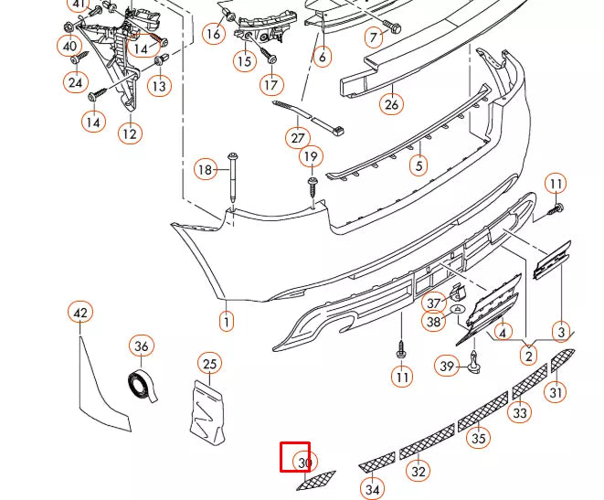 NEW AUDI A3 S3 8P REAR DIFFUSER DOUBLE PIPE INSIDE TRIM 8P0807819A01C ORIGINAL