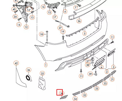 NEW AUDI A3 S3 8P REAR DIFFUSER DOUBLE PIPE INSIDE TRIM 8P0807819A01C ORIGINAL