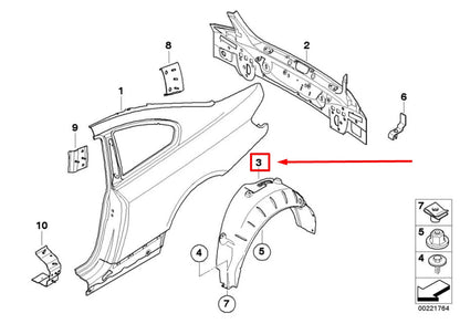 NEW BMW 3 COUPE E92 REAR RIGHT INNER FENDER 7154414 51717154414 ORIGINAL