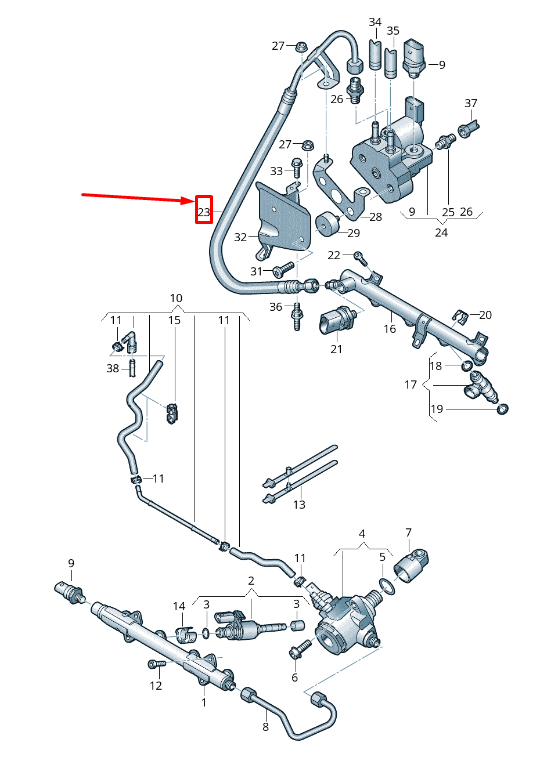 new vw caddy iv sa mk6 fuel line 2k0133321f original