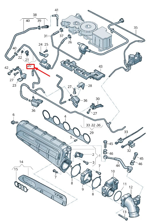 NEW AUDI RS3 ENGINE VACUUM HOSES WITH CONNECTING PARTS 07K133352G ORIGINAL