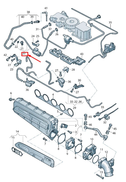NEW AUDI RS3 ENGINE VACUUM HOSES WITH CONNECTING PARTS 07K133352G ORIGINAL
