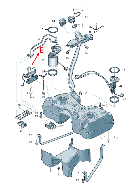 new vw tiguan ad fuel return line 5q0201294e original