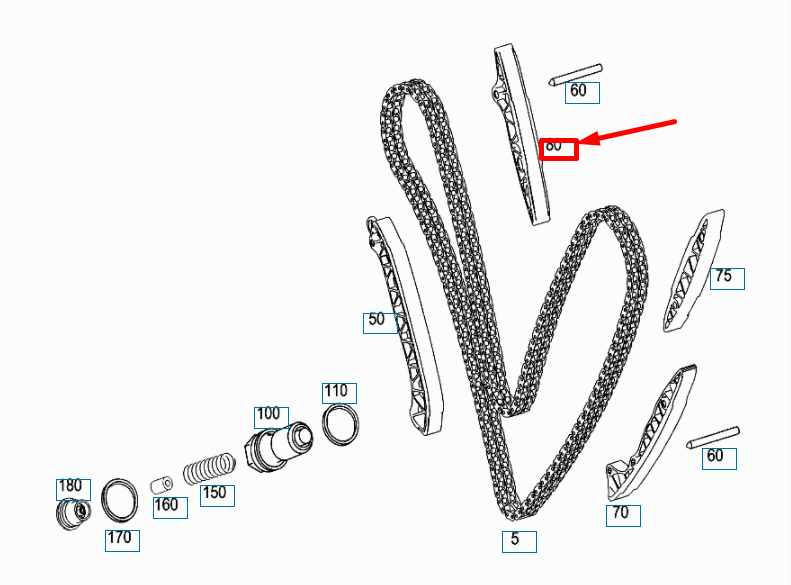 NEW MERCEDES-BENZ C W204 TOP RIGHT TIMING CHAIN GUIDE RAIL A2720520216 ORIGINAL