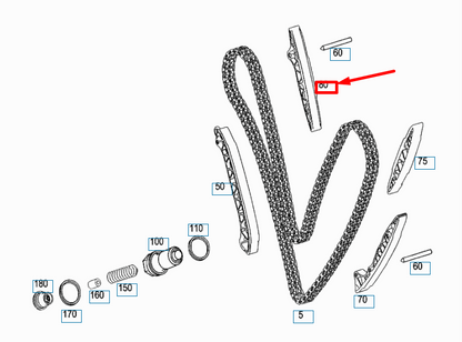 NEW MERCEDES-BENZ C W204 TOP RIGHT TIMING CHAIN GUIDE RAIL A2720520216 ORIGINAL